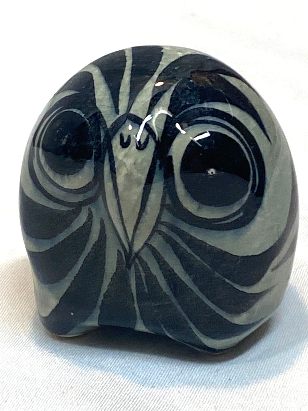 Tonala Owl Figurine Mexican Hand Painted Folk Art Pottery Vintage Small Signed